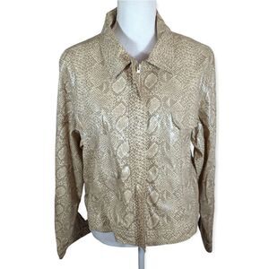 FU DA SPORT FAUX SNAKESKIN CREAM/BEIGE JACKET SZ.XL EUC